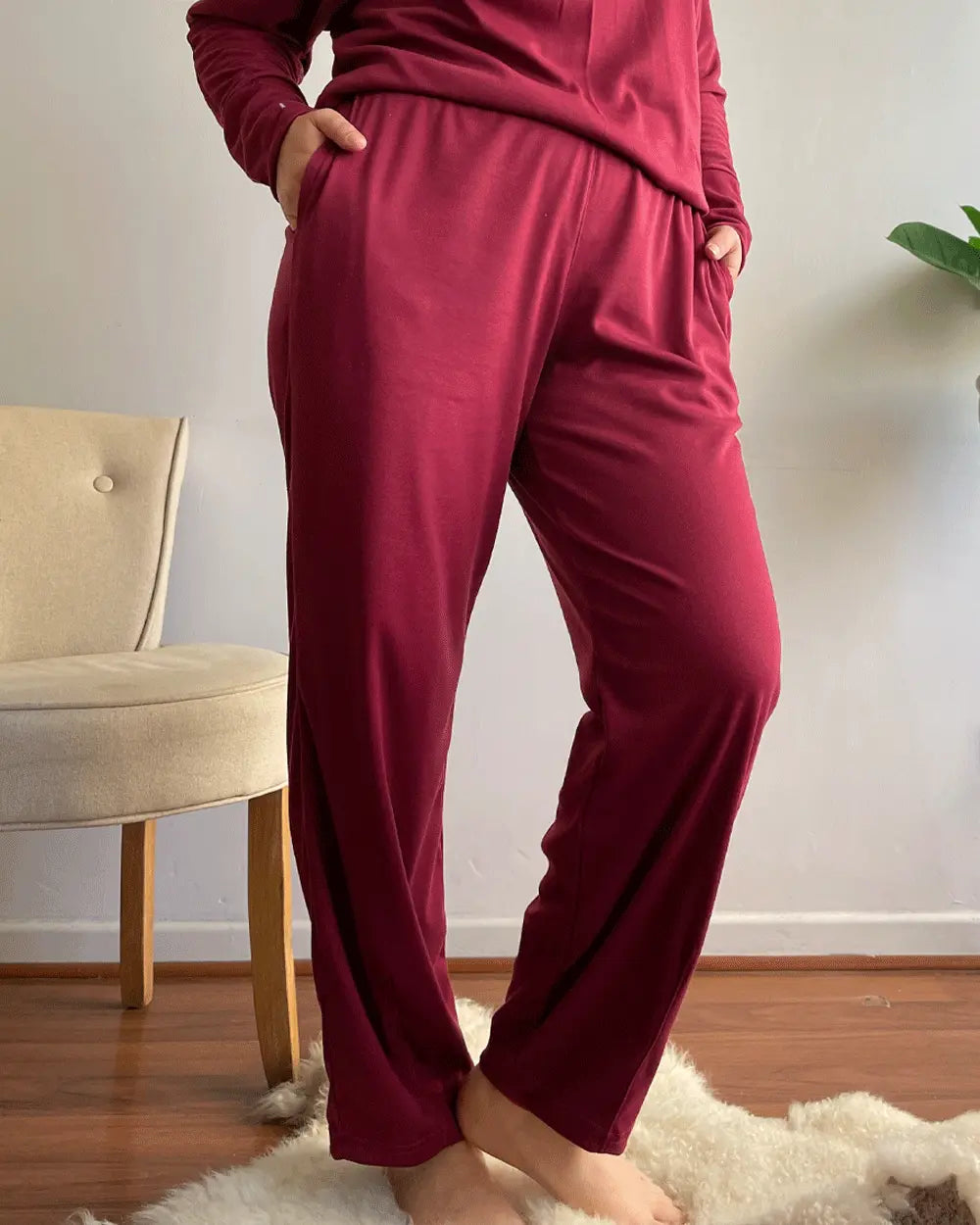 PANTALON COMFY BOMBACHA VINO