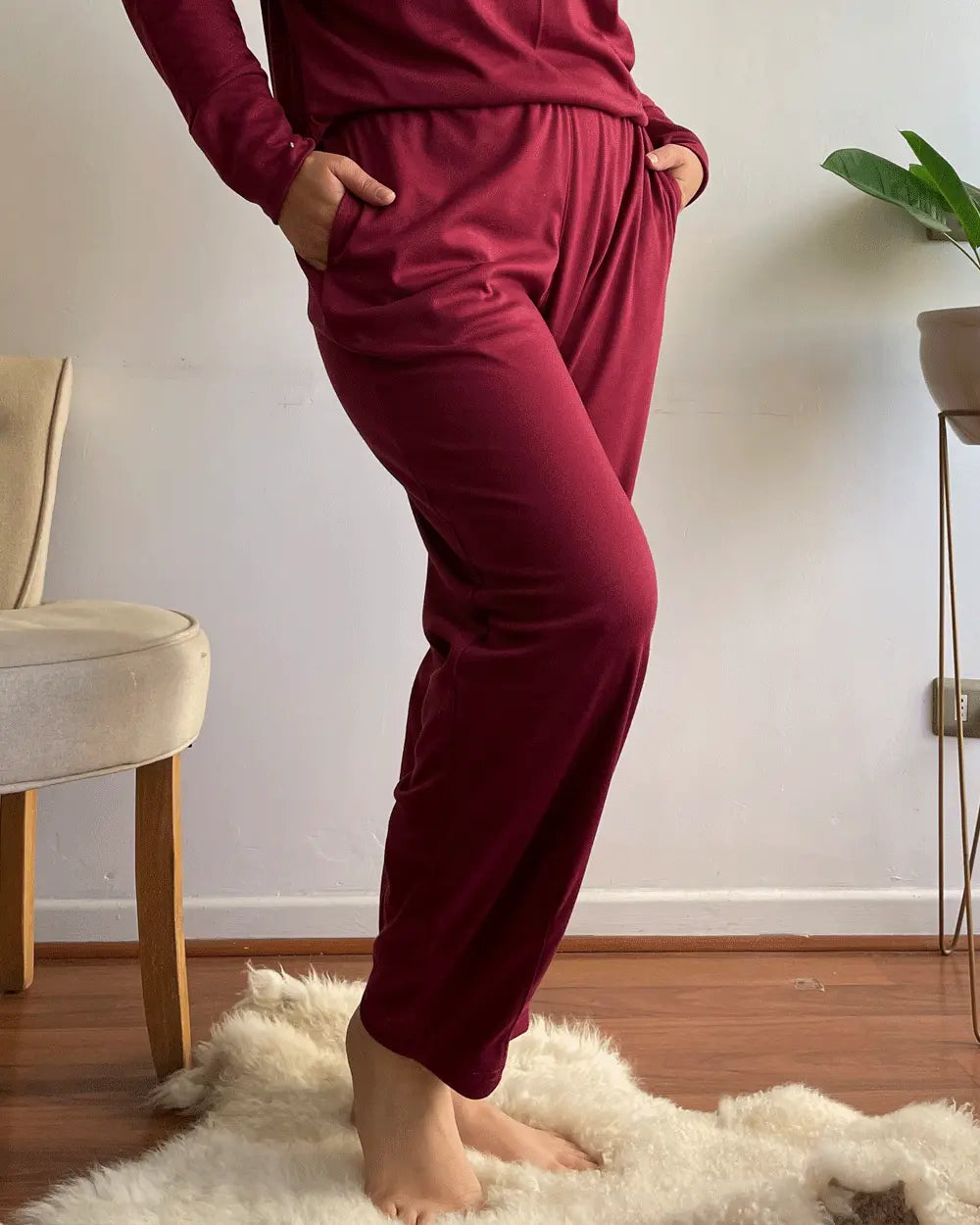 PANTALON COMFY BOMBACHA VINO