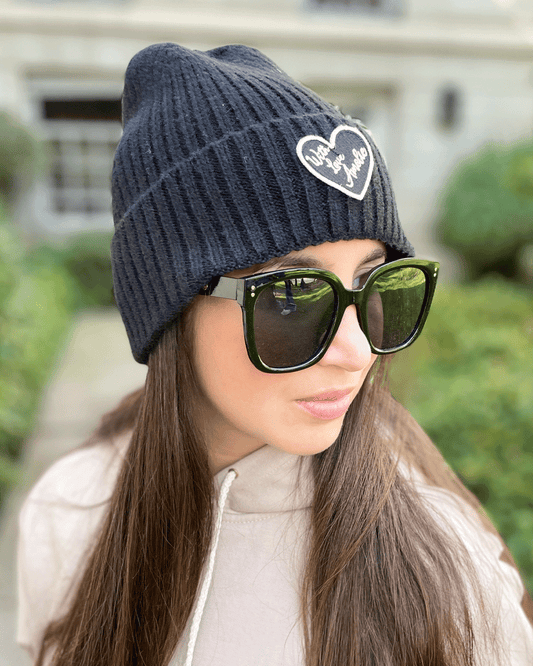 GORRO DE LANA WITH LOVE NEGRO