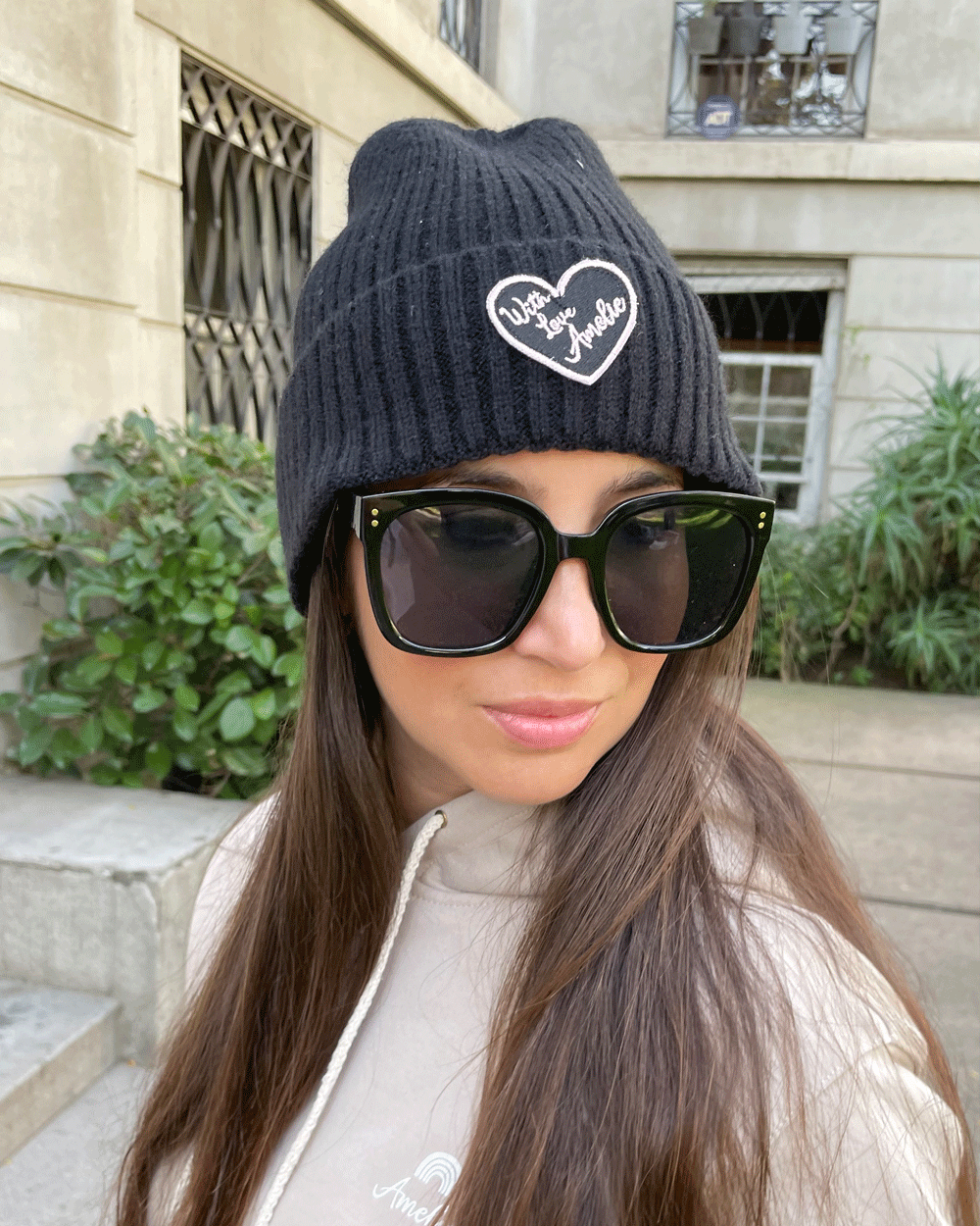 GORRO DE LANA WITH LOVE NEGRO