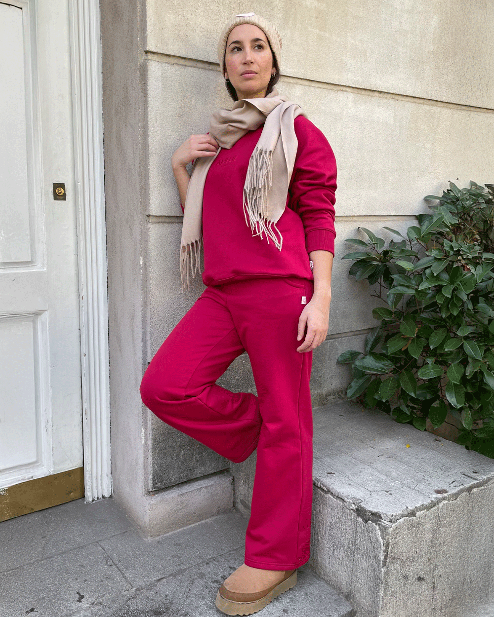 JOGGER PALAZZO WIDE LEG CHERRY
