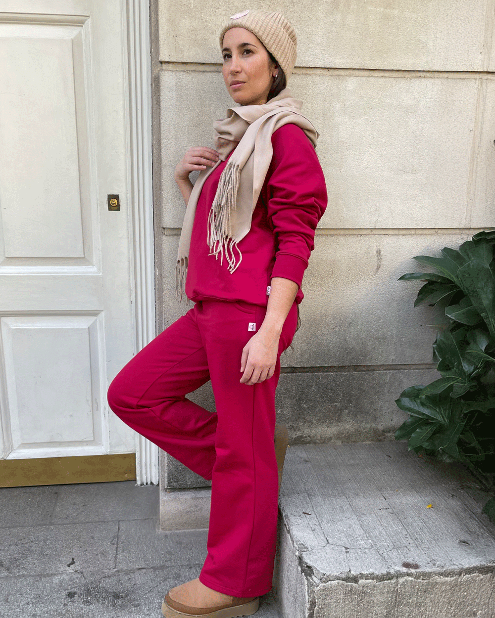 JOGGER PALAZZO WIDE LEG CHERRY