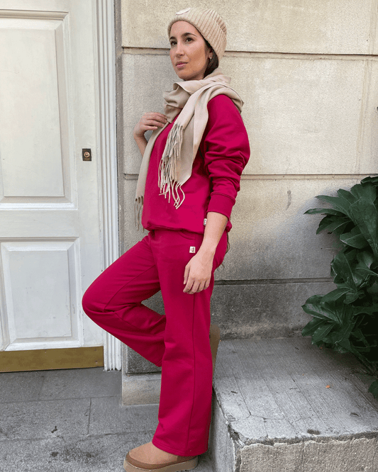 JOGGER PALAZZO WIDE LEG CHERRY