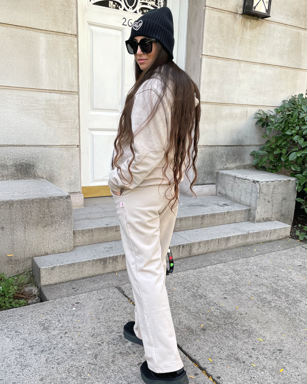 JOGGER PALAZZO WIDE LEG MOKA