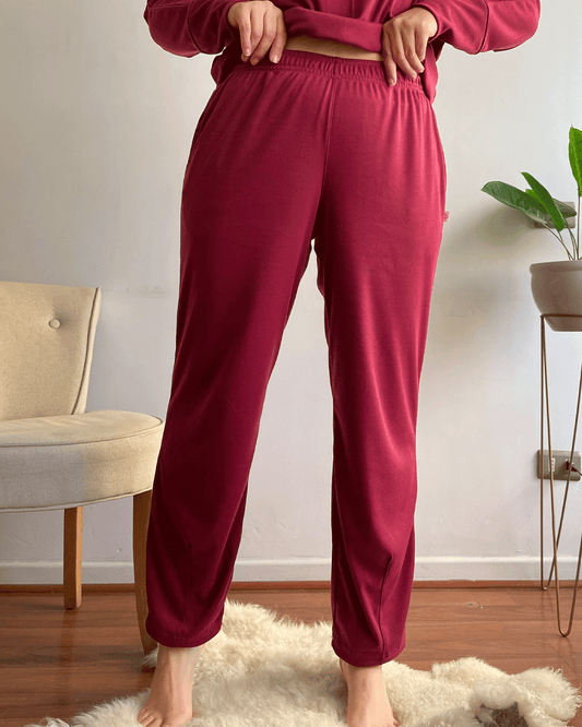 PANTALON COMFY BOMBACHA VINO