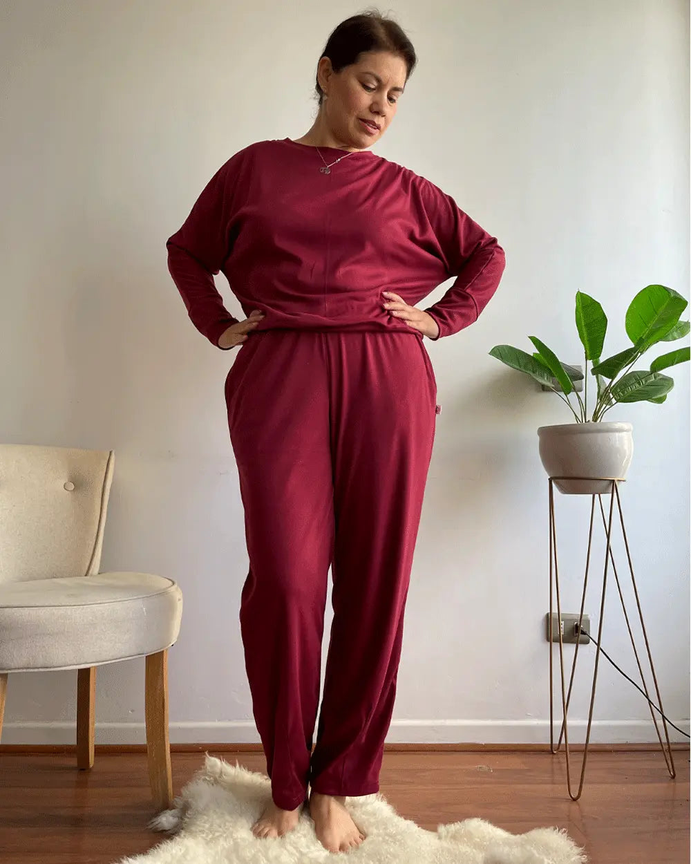 PANTALON COMFY BOMBACHA VINO